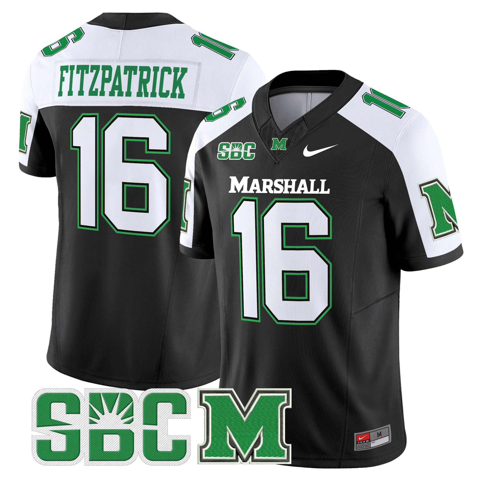 Men Marshall Thundering Herd #16 Fitzpatrick Black Nike 2024 Vapor Limited NCAA Jersey->more ncaa teams->NCAA Jersey